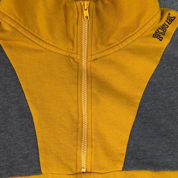 Victorias Secret PINK Sweater Womens Large Gray Mock Neck Pullover 1/4‎ Zip Logo - Picture 8 of 11